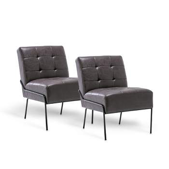 eLuxury Upholstered Tufted Accent Chair, Set of 2
