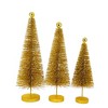 Cody Foster 18.0 Inch Gold Glitter Trees 3 Pc Set Christmas Village Decorate Bottle Brush Trees - 2 of 3