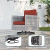 Sonkuki 8-Piece Patio Conversation Set, Outdoor Furniture Set with 4 Rattan Swivel Rocking Chairs, Side Table, Ottoman and Navy Blue Cushion - 3 of 4