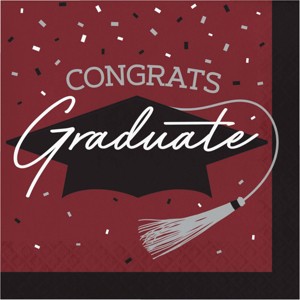 Creative Converting Graduate School Spirt Burgundy Red Paper Napkins 108ct - 1 of 3