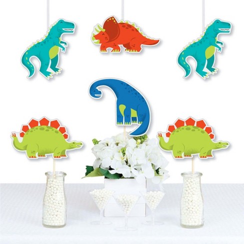 Big Dot of Happiness - Roar Dinosaur - Paper Straw Decor - Dino Mite T-Rex Baby Shower or Birthday Party Striped Decorative Straws - Set of 24