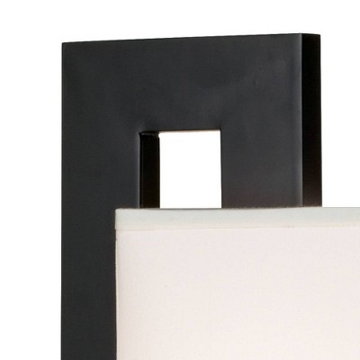 Black and Brushed Nickel Rectangular Table Lamp with White Shade