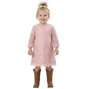 2Bunnies Baby Girls Boho Rustic Garden Lace Flower Girl Dress - 1 of 4