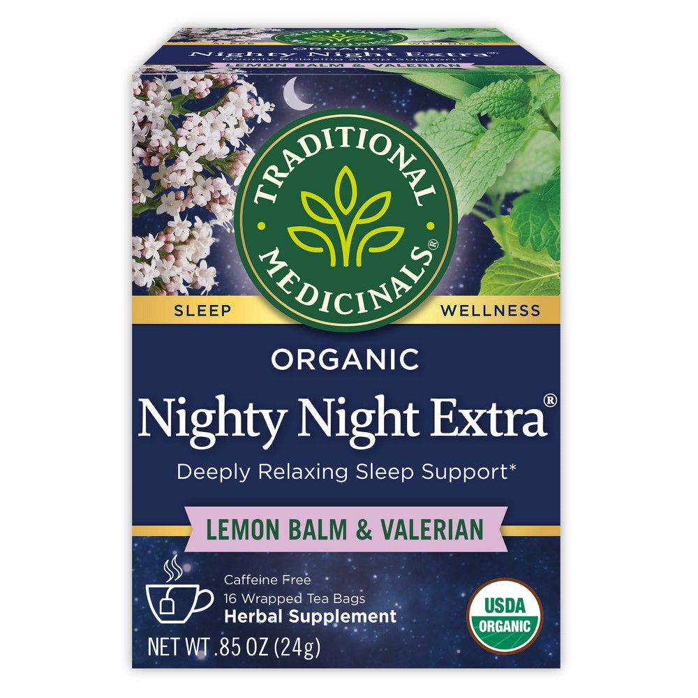 Traditional Medicinals Organic Nighty Night Valerian Herbal Tea - 16ct: Non-Caffeinated, Gluten-Free