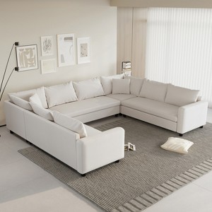 Whisen Modern Modular Sectional Sofa with Pillows, Minimalist Style Chenille Couch Set - 1 of 4