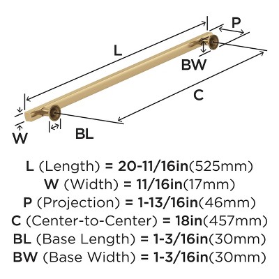 Champagne Bronze 18" Modern Appliance Pull with Mounting Hardware