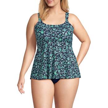 TURQUOISE COUTURE MIDNIGHT LEAVES High Neck Tankini Top - Midnight leaves