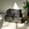 Set of 2 Hinged Lid Storage Boxes Antique Silver Metal by Foreside Home & Garden - 2 of 4