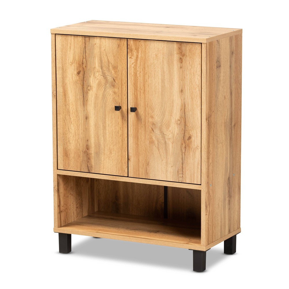 Rossin Modern Wood 2 Door Entryway Shoe Cabinet Oak Brown - Baxton Studio