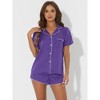 cheibear Women's Silky Satin Nightwear with Shorts Lounge Sleepwear Pajama Set - 2 of 4