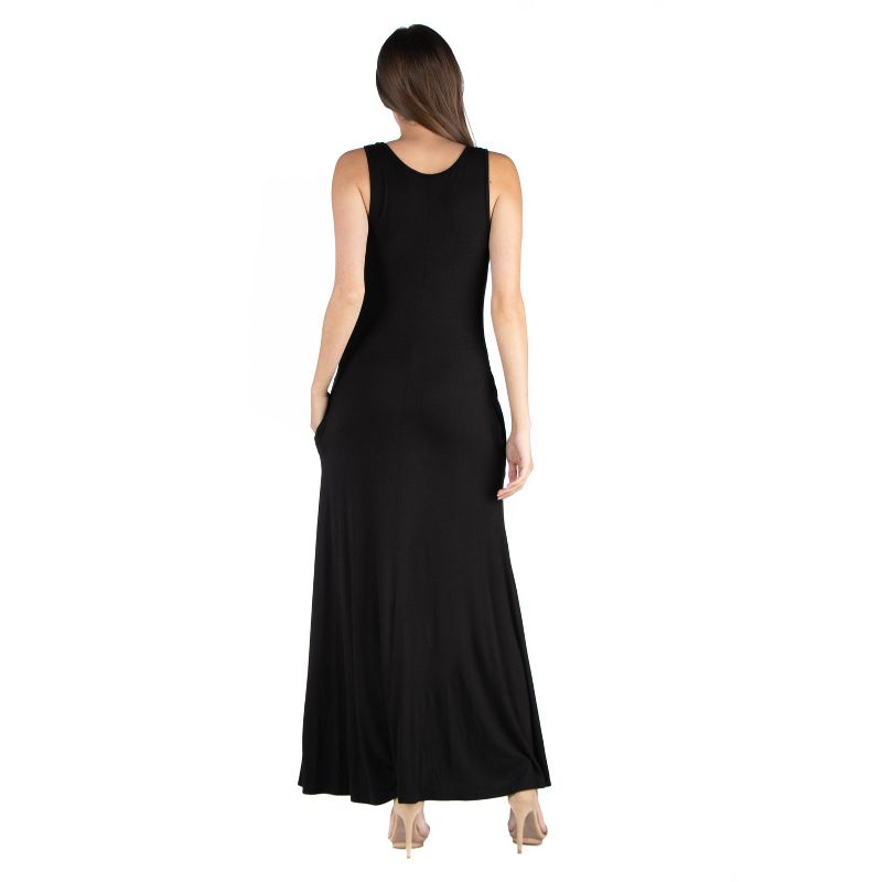 24seven Comfort Apparel Scoop Neck Sleeveless Maxi Dress with Pockets, 3 of 5