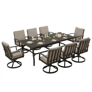 HAPPATIO 9 Piece Aluminum Patio Dining Set, Outdoor Dining Table and Chairs Set - 1 of 4