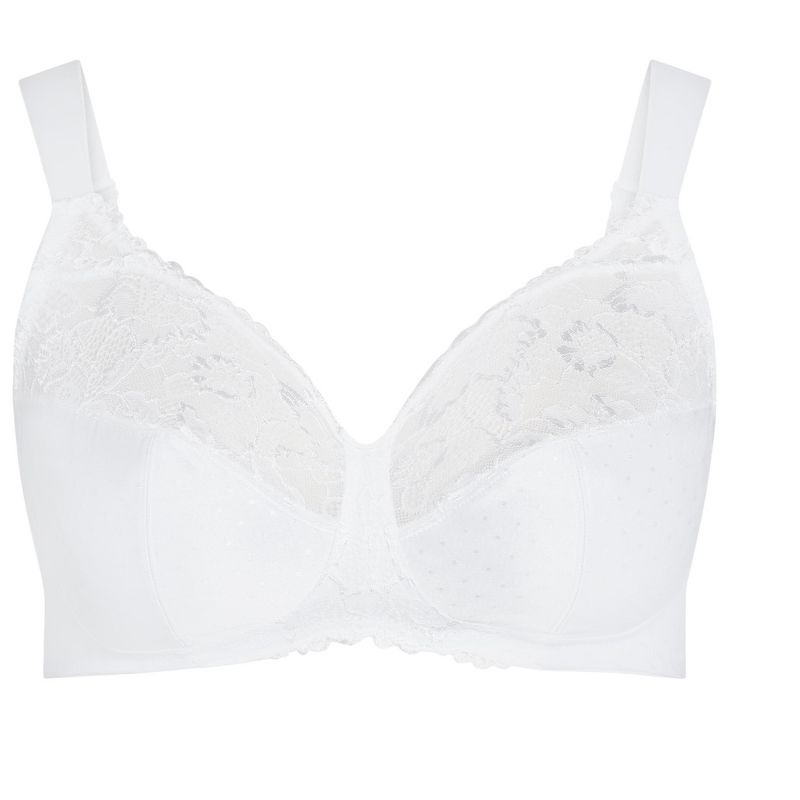 Women's Plus Size  Lace Soft Cup Wire Free Bra - white | AVENUE, 3 of 3