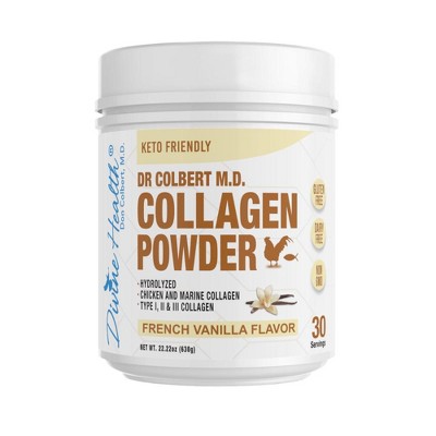 Divine Health - Hydrolyzed Type I, II & III Collagen Drink Mix Powder - Sugar Free Vanilla Flavor - 22.2 oz