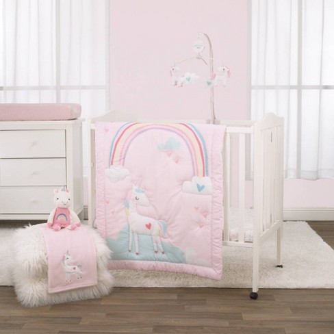 Little Love By Nojo Rainbow Unicorn, Yellow Baby Crib Bedding Sets