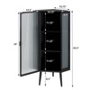 FONTOI 22.25" 3-Tier Floor Coner Cabinet with Tempered Glass Door & Storage Shelves for Bathroom, Living Room, Black, 16.54"*43.3"*22.25" - 3 of 4