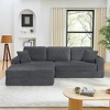 112.6" Modern Corduroy L-Shape Modular Floor Sectional Sofa with Left Arm Chaise Lounge, Convertible into a Queen Bed - 4 of 4