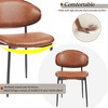 Set of 2 Mid-Century Modern Dining Chair PU Leather Upholstered Dinner Chair with Matte Metal Legs, Italian-Inspired Bentwood Design - Modernluxe - 4 of 4