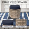 YARDSIGHT Round Coffee Table with Cotton-Cushioned Rattan Footrest & Iron Plate Heat-Transfer Printed Tabletop - 4 of 4