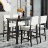 5-Piece Rectangular Counter Height Dining Set with 4 Beige Upholstered Chairs, Compact Dining Furniture for Small Spaces–The Pop Home - 2 of 4