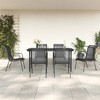 vidaXL Patio Dining Set Outdoor Table and Chair Black Steel and Textilene - 63" Table Length 6 Items - 2 of 4