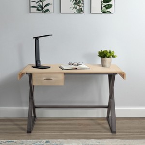 PAGED Home Office Desk 47.5" L Simple Modern Writing Desk with 3 Sockets and Wooden Desktop for Study - 1 of 4