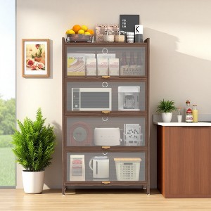 QingMoon 57'' Tall Metal Storage Cabinet, Freestanding Steel Organizer with 4 Flip Doors for Living Room, Office and Entryway - 1 of 4