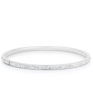 ShineHigh Simple Crystal Bangle Bracelet for Women – 65mm Channel-Set Round Crystals in Rhodium or Black Hematite Finish - 1 of 1