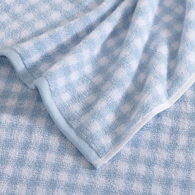 Ginny Blue and White Cotton Gingham Towel Set, 3 Pieces