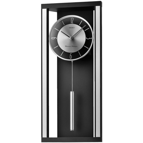 Seiko Modern Noir Wall Clock With Pendlum And Dual Chimes - Black : Target