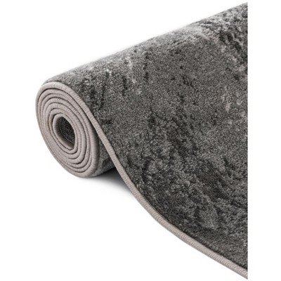 Dark Gray Geometric Pattern Low Pile Area Rug