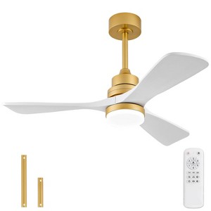 42 Inch Solid Wood Ceiling Fan With Remote And LED Light, Modern Farmhouse Ceiling Fan With Reversible DC Motor For Indoor Or Outdoor Use - 1 of 4