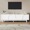 Chic Crate-78 Inch Minimalist Media Console – Graceful White TV Stand w/ Arched Cabinets & Solid Wood Legs, Adjustable Shelves - 2 of 4