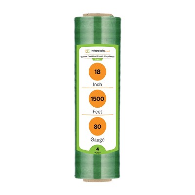 PSBM 4 Rolls, Tinted Green, 18 in. x 1500 Ft. 80 Gauge, Cast Hand Pallet Stretch Wrap