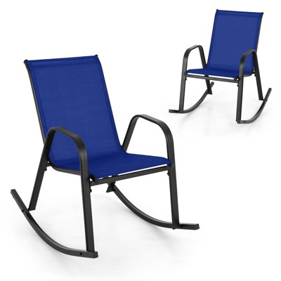 Tangkula 2 PCS Patio Rocking Chair Outdoor Ergonomic Rockers w/ Breathable Fabric Seat