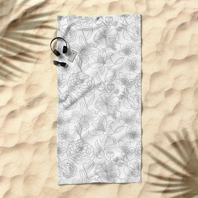 Emanuela Carratoni Line Art Floral Theme Beach Towel - Deny Designs, 2 of 3