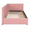 Upholstered Daybed with 2 Storage Drawers Twin Size Sofa Bed Frame No Box Spring Needed Linen Fabric (Beige) - 4 of 4