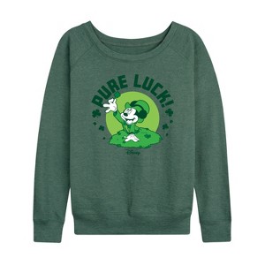 Women's - Disney - Pure Luck Lightweight French Terry Wide Neck Long Sleeve Shirt - 1 of 4