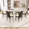 7-Piece Expandable Dining Set with Rectangle Table and 6 PU Armless Chairs - 2 of 4