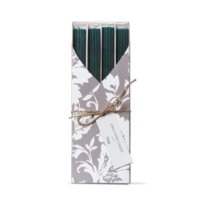 tag 10 inch Linea Paraffin Wax Taper Candle Set Of 4 Green Unscented Burn Time 8 Hours