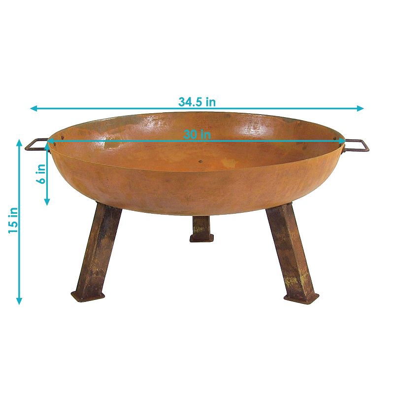 Sunnydaze Outdoor Camping or Backyard Round Cast Iron Rustic Fire Pit Bowl with Handles, 3 of 10