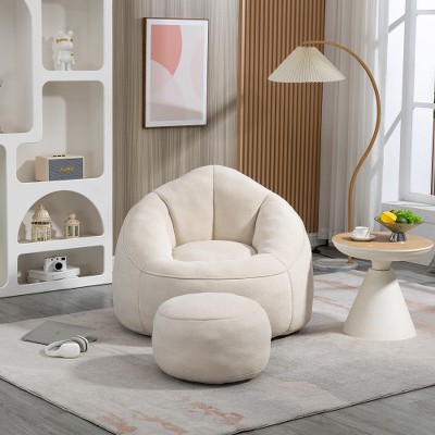 Airsurfer Bean Bag Chair for Adults with Footrest – Soft Padded Cover, Ideal for Bedroom, Dorm, Gaming or Living Room