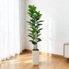 Artificial Fiddle Leaf Fig Tree with Planter, Fake Tree with Natural Wood Trunk for Home Decor, Faux Ficus Tree Fake Moss - 3 of 4