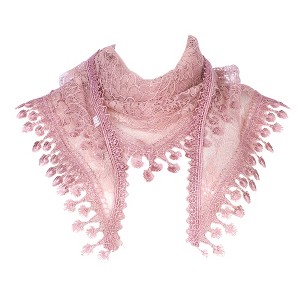 INSPIRE CHIC Women's Crochet Tassel Triangle Shawl Fashion Scarves - 1 of 4