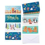 Paper Junkie 36 Pack Money Christmas Money Holder Cards with Envelopes, 6 Holiday Designs (7.25 x 3.5 In)