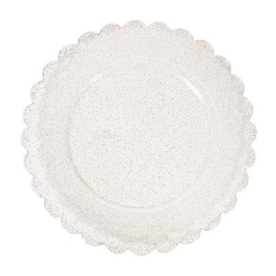 8ct Scalloped Dinner Paper Plates Gold Glitter - Spritz™