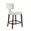 CLIHOME Set of 2 Mid Century Counter Height Bar Stools, Farmhouse Linen Fabric Upholstered Kitchen Accent Chair Curved Backrest - 3 of 4