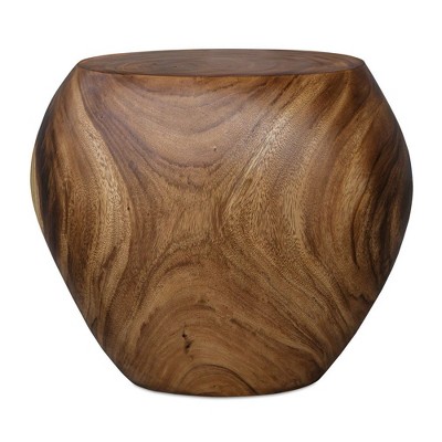 Uttermost Lomas Solid Wood Accent Stool – Hand-Carved Suar Wood Seat for Rustic, Organic Texture in Modern Interiors