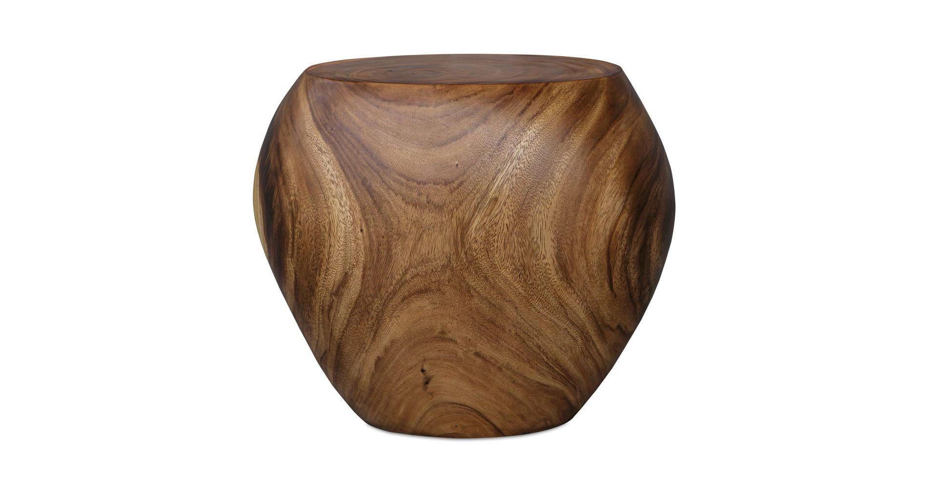 Uttermost Lomas Solid Wood Accent Stool – Hand-Carved Suar Wood Seat for Rustic, Organic Texture in Modern Interiors