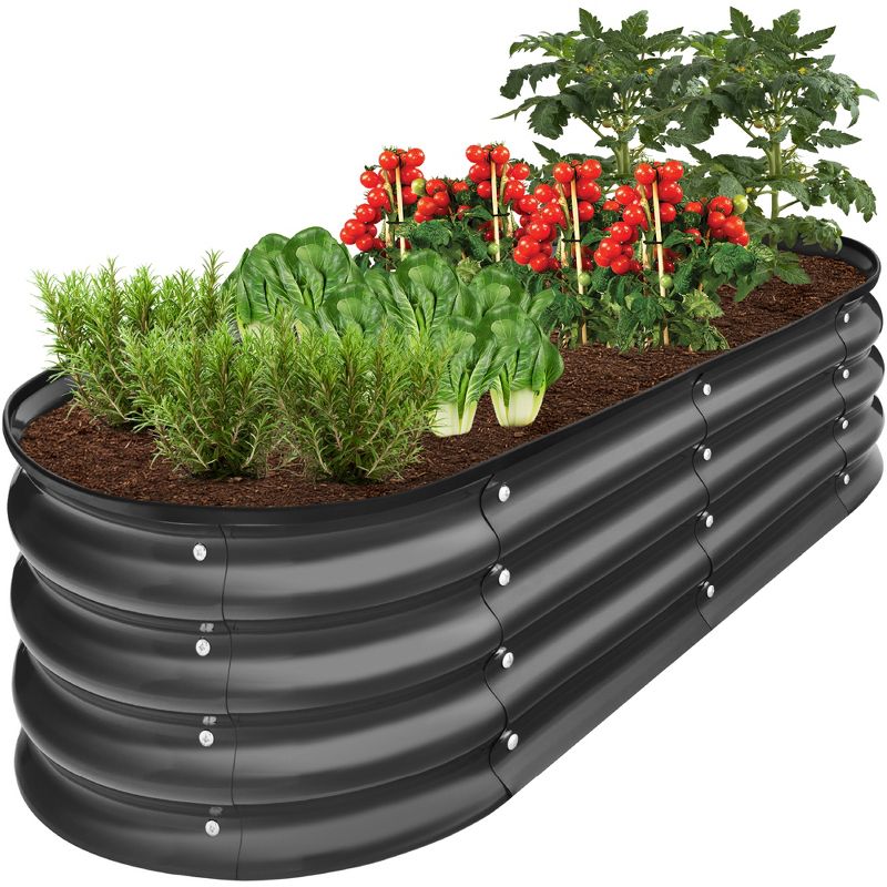 Best Choice Products 4x2x1ft Outdoor Raised Metal Oval Garden Bed, Planter Box for Vegetables, Flowers, 1 of 9